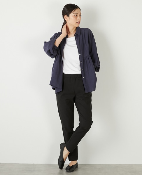 【テンセル綿麻ローン切替ギャザーシャツ】 詳細画像 ネイビー 3