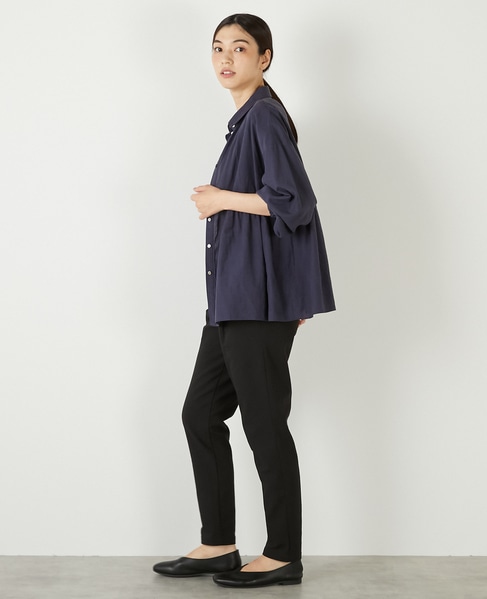 【テンセル綿麻ローン切替ギャザーシャツ】 詳細画像 ネイビー 5