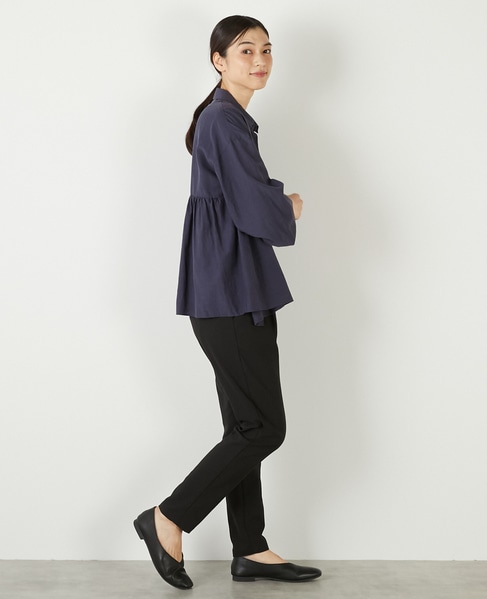 【テンセル綿麻ローン切替ギャザーシャツ】 詳細画像 ネイビー 8