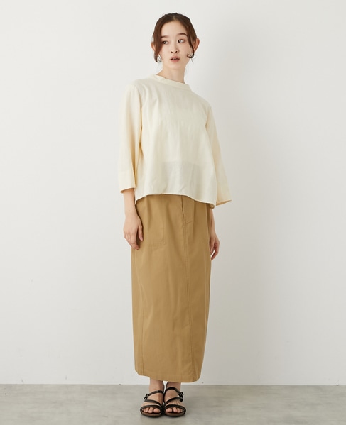 【コットンジャガードスタンドネックブラウス】 詳細画像 ナチュラル 2