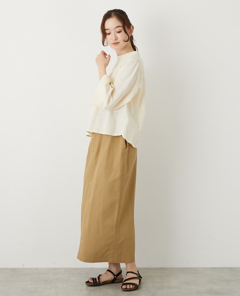 【コットンジャガードスタンドネックブラウス】 詳細画像 ナチュラル 3