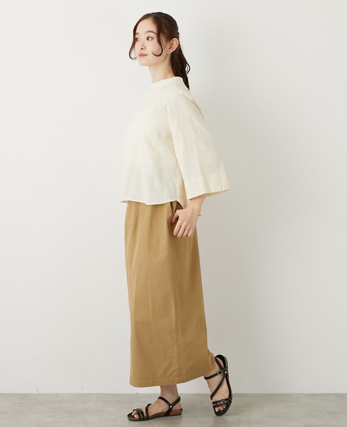 【コットンジャガードスタンドネックブラウス】 詳細画像 ナチュラル 4