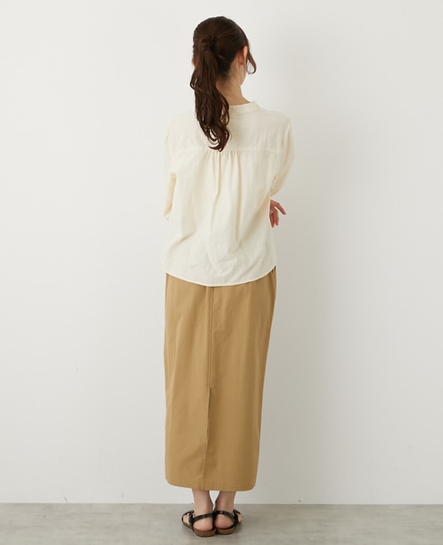 【コットンジャガードスタンドネックブラウス】 詳細画像 ナチュラル 5