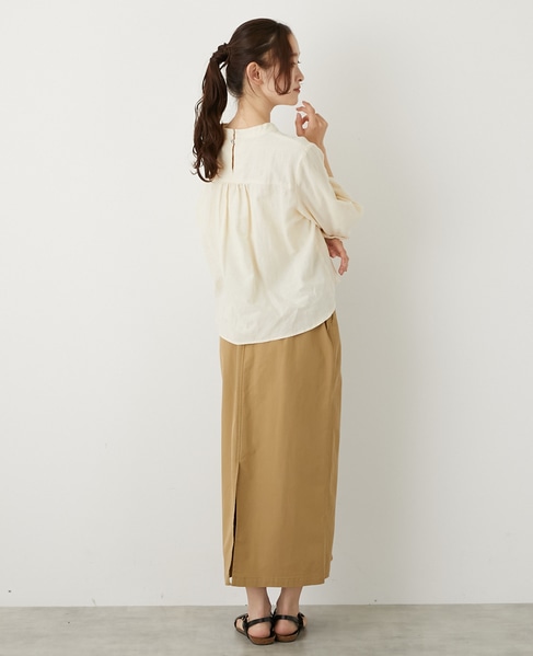 【コットンジャガードスタンドネックブラウス】 詳細画像 ナチュラル 6