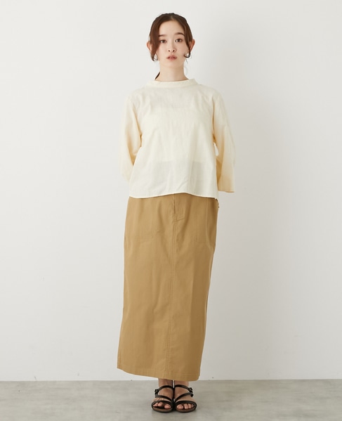 【コットンジャガードスタンドネックブラウス】 詳細画像 ナチュラル 8