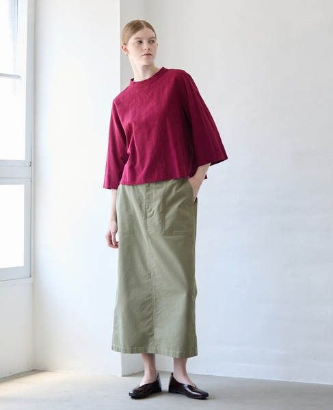 【コットンジャガードスタンドネックブラウス】 詳細画像 ボルドー 2