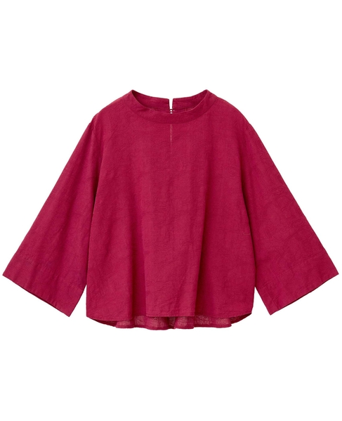 【コットンジャガードスタンドネックブラウス】 詳細画像 ボルドー 3