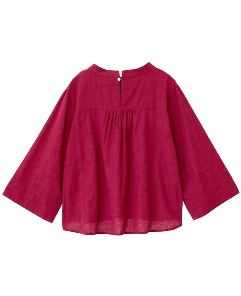 【コットンジャガードスタンドネックブラウス】 詳細画像 ボルドー 4