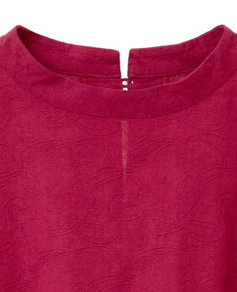 【コットンジャガードスタンドネックブラウス】 詳細画像 ボルドー 5