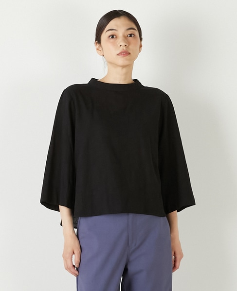 【コットンジャガードスタンドネックブラウス】 詳細画像 ブラック 1