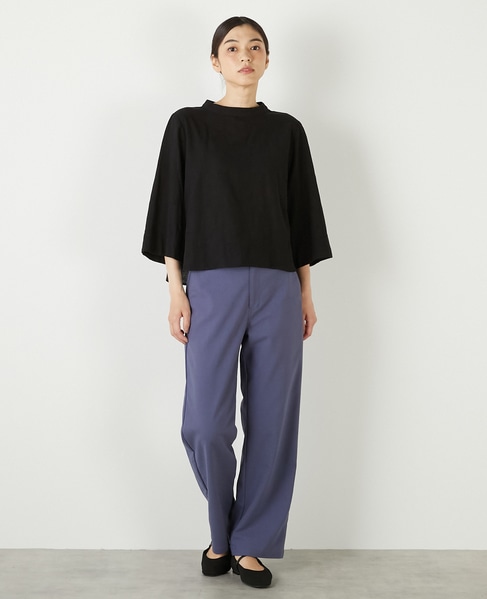 【コットンジャガードスタンドネックブラウス】 詳細画像 ブラック 2