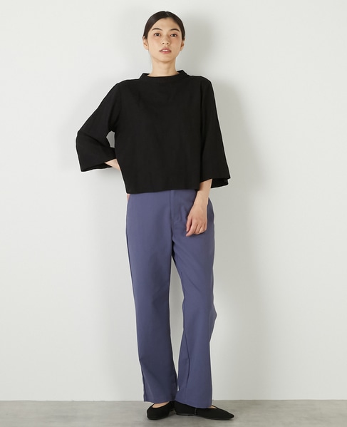【コットンジャガードスタンドネックブラウス】 詳細画像 ブラック 3