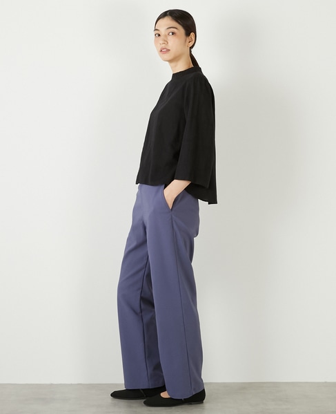 【コットンジャガードスタンドネックブラウス】 詳細画像 ブラック 4