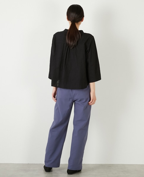 【コットンジャガードスタンドネックブラウス】 詳細画像 ブラック 5