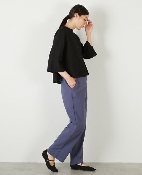 【コットンジャガードスタンドネックブラウス】 詳細画像 ブラック 7