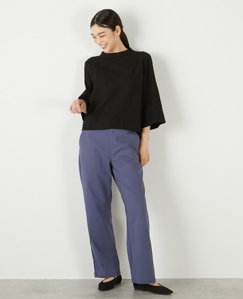 【コットンジャガードスタンドネックブラウス】 詳細画像 ブラック 8