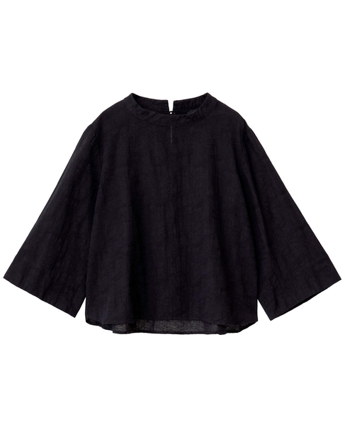 【コットンジャガードスタンドネックブラウス】 詳細画像 ブラック 9