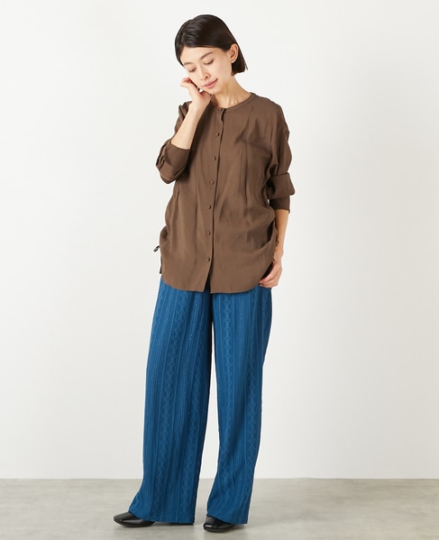 【モダールエステルクレープドロストシャツ】 詳細画像 ブラウン 3