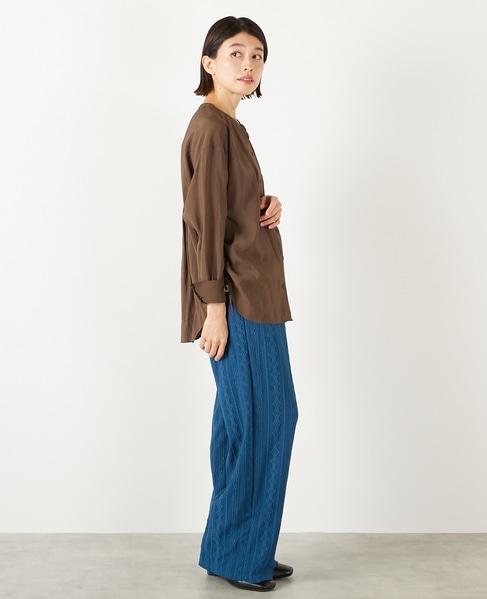 【モダールエステルクレープドロストシャツ】 詳細画像 ブラウン 7