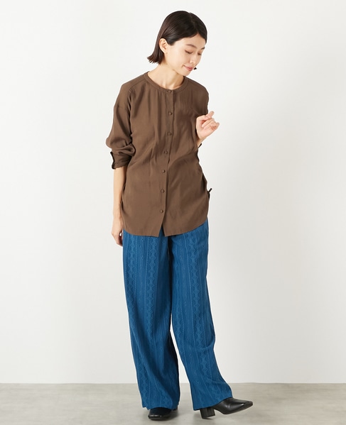 【モダールエステルクレープドロストシャツ】 詳細画像 ブラウン 8