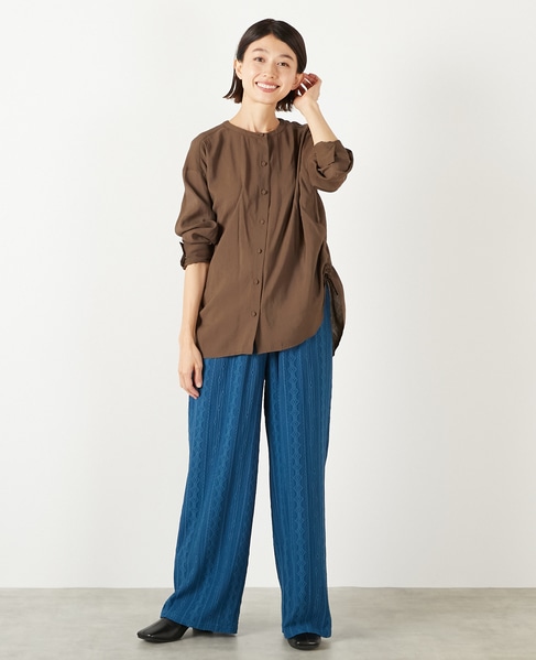 【モダールエステルクレープドロストシャツ】 詳細画像 ブラウン 9