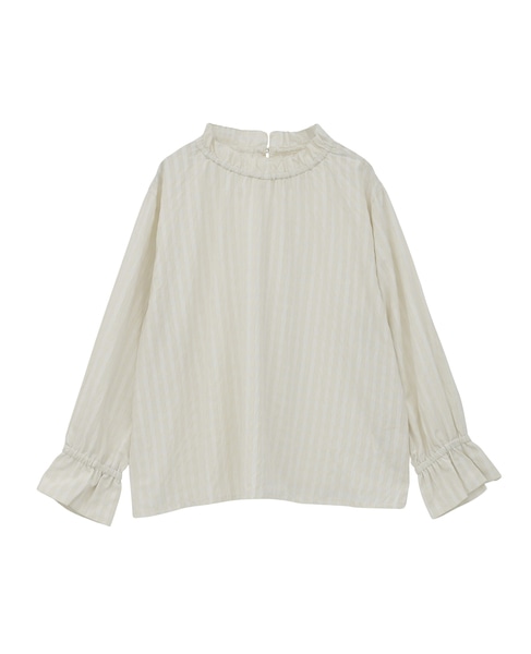 【シャドーギンガムサッカースタンドフリルブラウス】 詳細画像 アイボリー 10