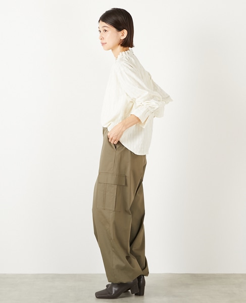 【シャドーギンガムサッカースタンドフリルブラウス】 詳細画像 アイボリー 4