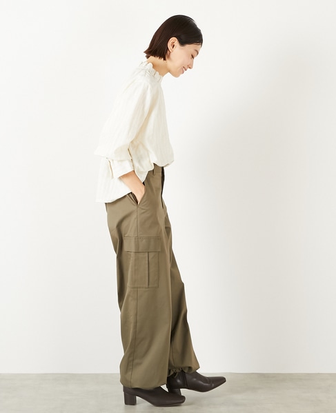 【シャドーギンガムサッカースタンドフリルブラウス】 詳細画像 アイボリー 6