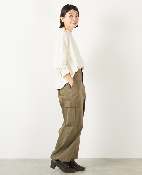 【シャドーギンガムサッカースタンドフリルブラウス】 詳細画像 アイボリー 7