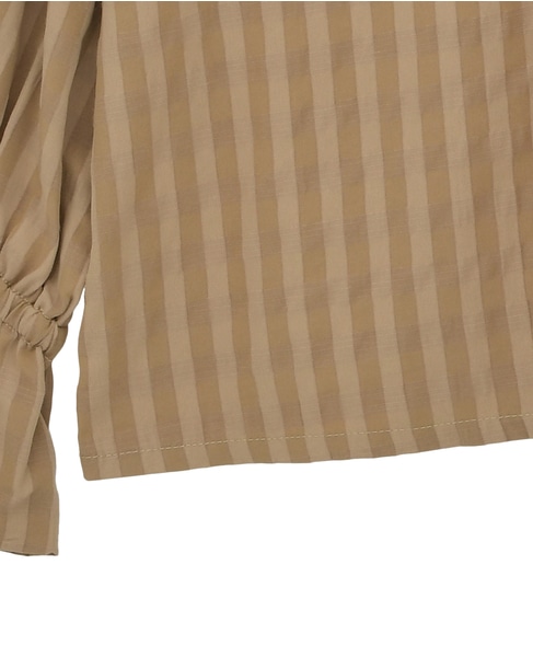 【シャドーギンガムサッカースタンドフリルブラウス】 詳細画像 キャメル 15