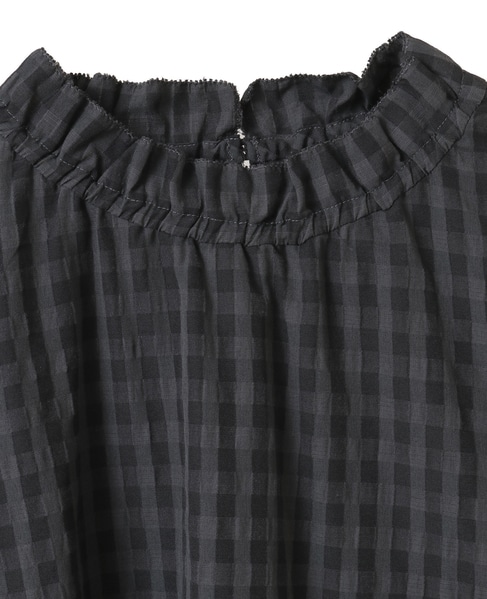 【シャドーギンガムサッカースタンドフリルブラウス】 詳細画像 ブラック 13