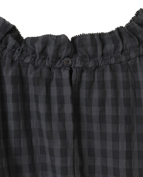 【シャドーギンガムサッカースタンドフリルブラウス】 詳細画像 ブラック 14