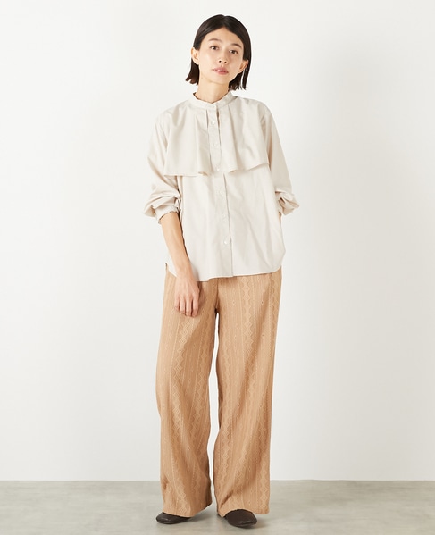 【エステルモダールブロードケープシャツブラウス】 詳細画像 ライトベージュ 2