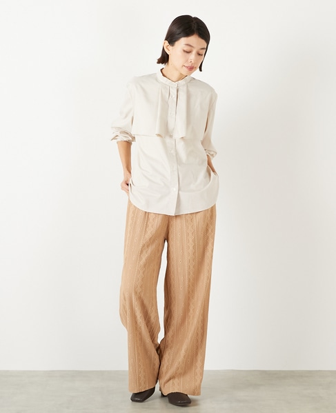 【エステルモダールブロードケープシャツブラウス】 詳細画像 ライトベージュ 3