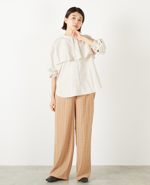 【エステルモダールブロードケープシャツブラウス】 詳細画像 ライトベージュ 8