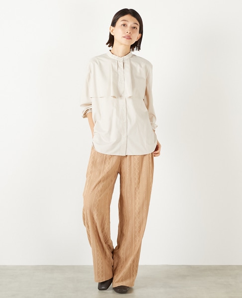 【エステルモダールブロードケープシャツブラウス】 詳細画像 ライトベージュ 9