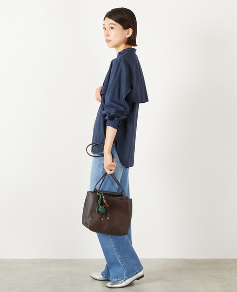 【エステルモダールブロードケープシャツブラウス】 詳細画像 ネイビー 3