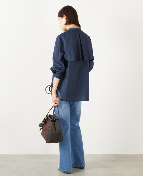 【エステルモダールブロードケープシャツブラウス】 詳細画像 ネイビー 4