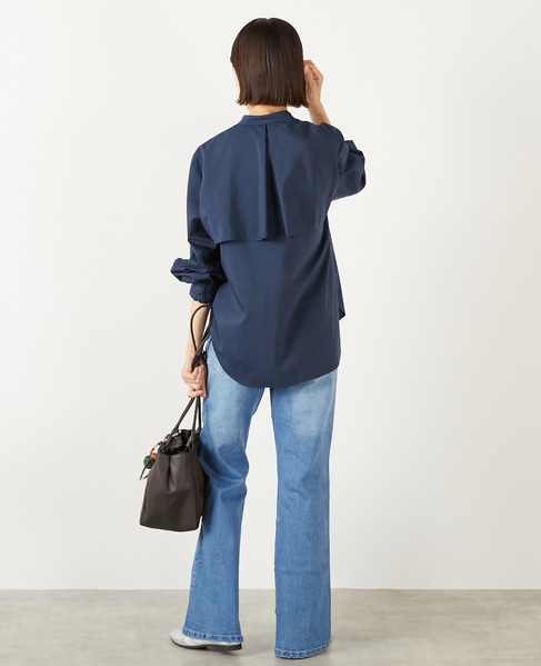 【エステルモダールブロードケープシャツブラウス】 詳細画像 ネイビー 5