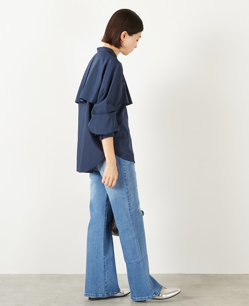 【エステルモダールブロードケープシャツブラウス】 詳細画像 ネイビー 7