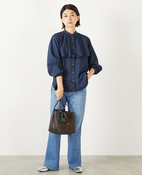 【エステルモダールブロードケープシャツブラウス】 詳細画像 ネイビー 9