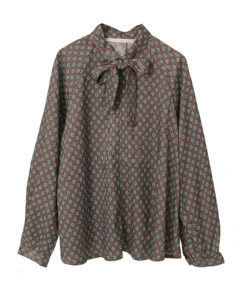 【小紋プリントタイ付きブラウス】 詳細画像 ブラウン 10