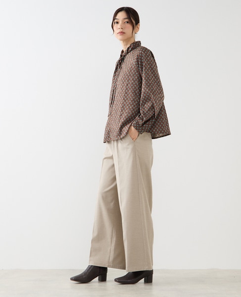 【小紋プリントタイ付きブラウス】 詳細画像 ブラウン 4