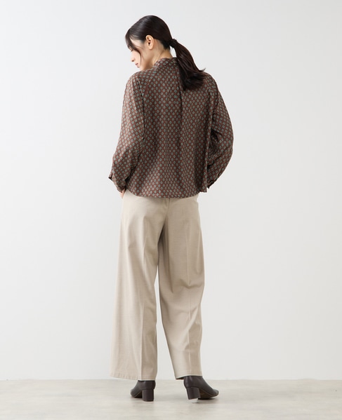 【小紋プリントタイ付きブラウス】 詳細画像 ブラウン 5
