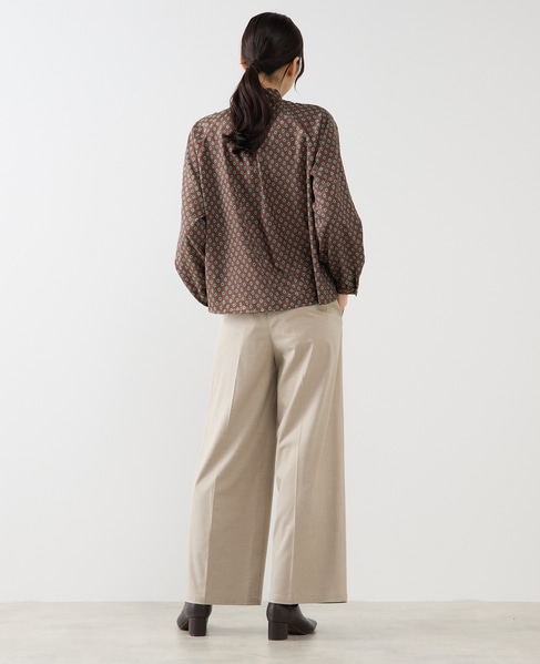 【小紋プリントタイ付きブラウス】 詳細画像 ブラウン 6