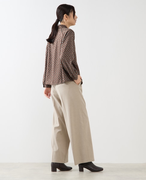 【小紋プリントタイ付きブラウス】 詳細画像 ブラウン 7