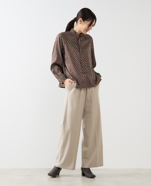 【小紋プリントタイ付きブラウス】 詳細画像 ブラウン 9