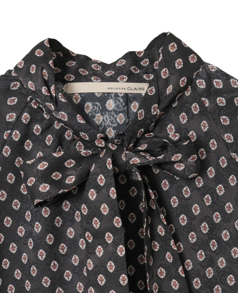 【小紋プリントタイ付きブラウス】 詳細画像 ブラック 14