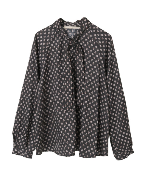 【小紋プリントタイ付きブラウス】 詳細画像 ブラック 18