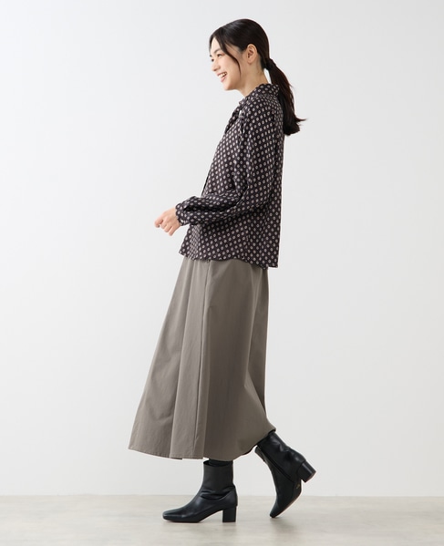 【小紋プリントタイ付きブラウス】 詳細画像 ブラック 4